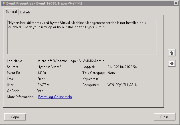 Hyper-V Error