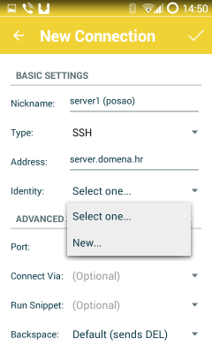 JuiceSSH New Connection