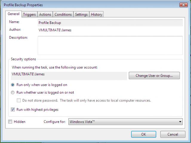 USMT - Vista Schedule Properties